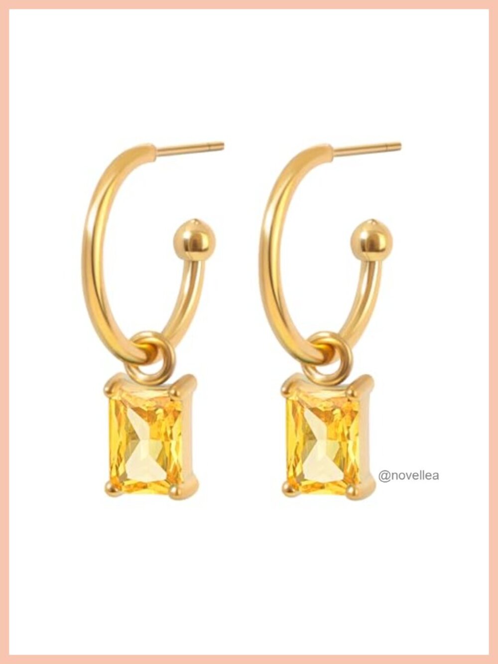 18K Gold Plated 5x7mm Emerald Cut Birthstone Dangle Earrings